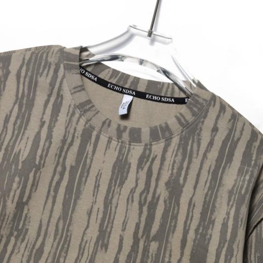 T412新款潮牌树纹肌理条纹设计T恤男女休闲宽松时尚长袖百搭上 商品图2