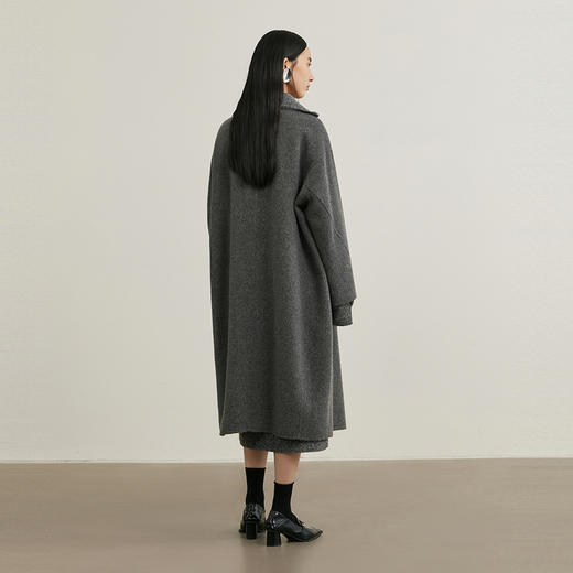 NEELLY纳俪商场同款冬季新款气质版型双层羊毛呢大衣女翻领长外套N24105N01112 商品图1