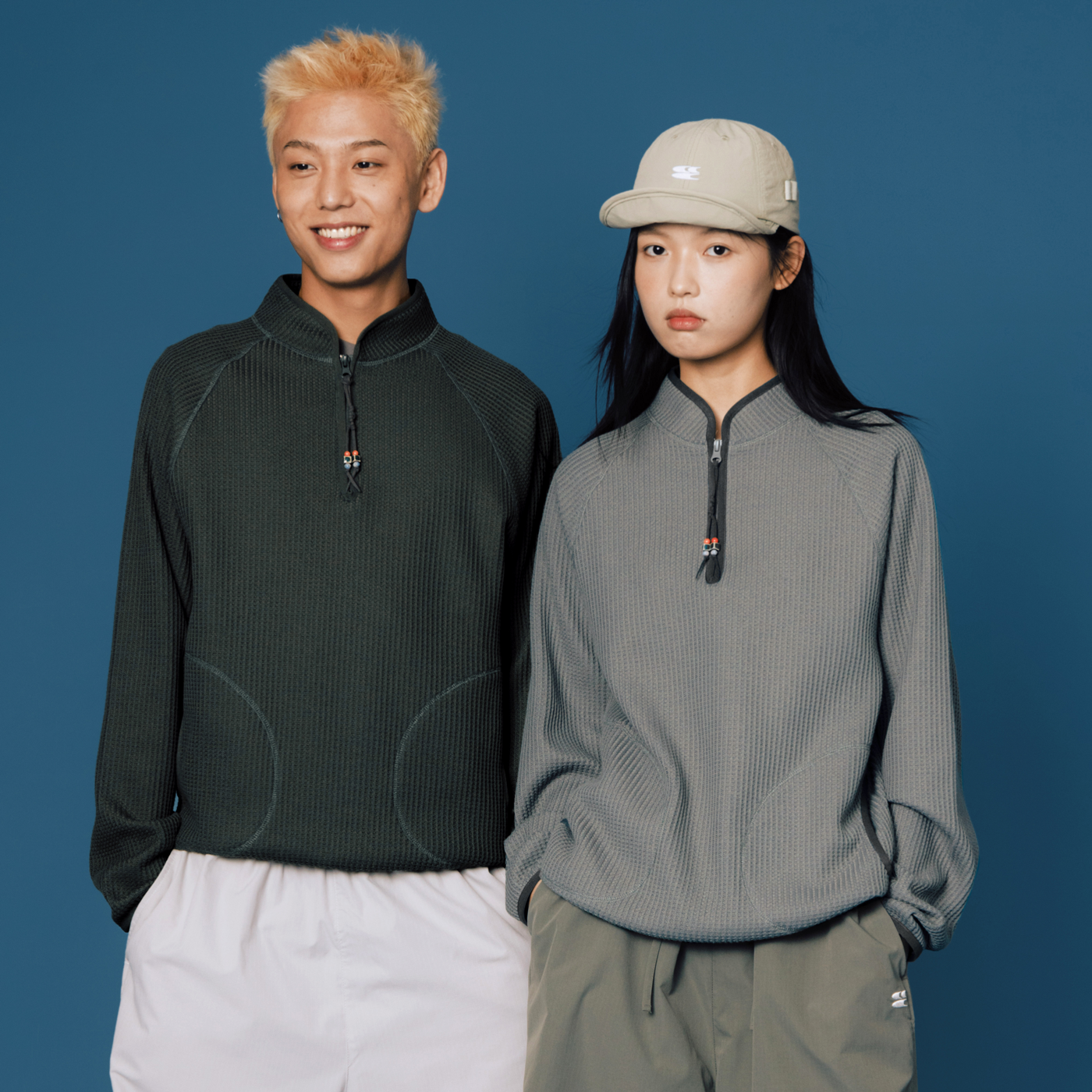 CryingCenter 大颗粒华夫格复古撞色立领包边针织长袖 哭喊中心