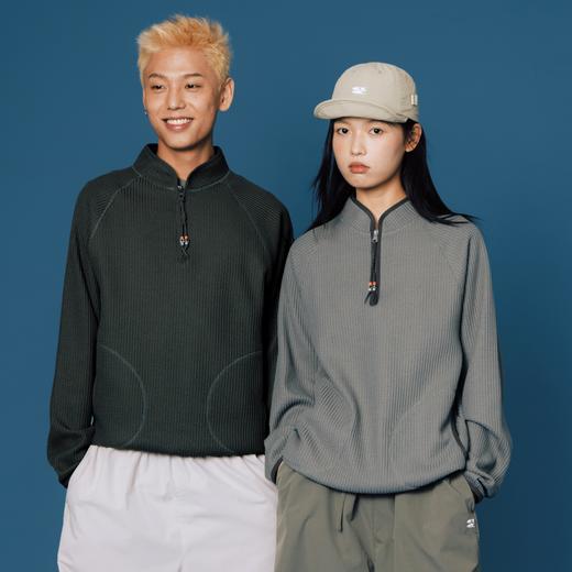 CryingCenter 大颗粒华夫格复古撞色立领包边针织长袖 哭喊中心 商品图0