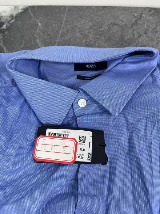 瑕疵HUGO BOSS男士黑标sharp fit纯色方领长袖衬衫 商品图3