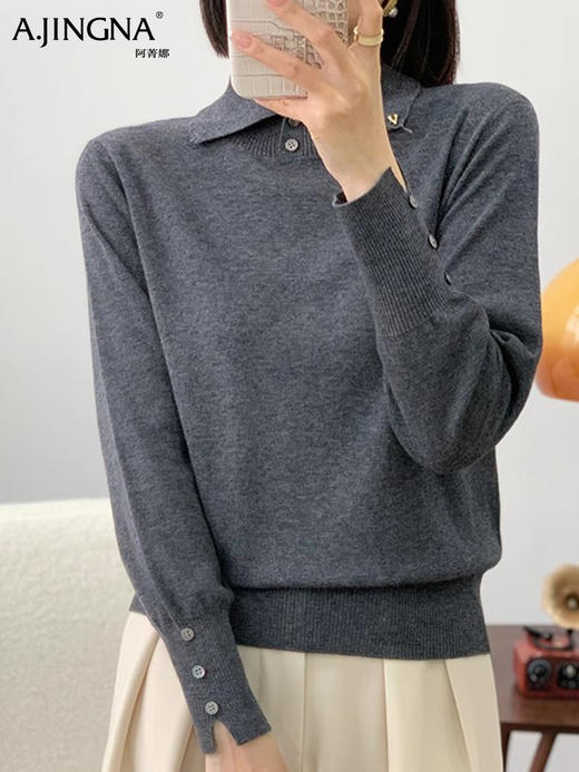 【文艺摩登】阿菁娜法式复古翻领绵羊针织衫F29D302012 商品图2