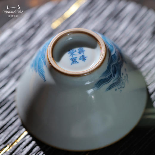 问鼎汝瓷鼎峰柴窑天青淳和杯（鱼戏海波） 商品图4