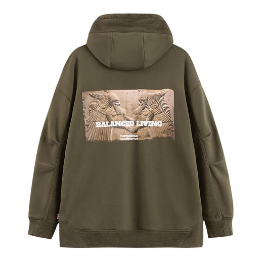 ONIARAI/鬼洗 石器时代奥韩绒拼布3D和谐共处浮雕立裁连帽卫衣 A240008 商品图4