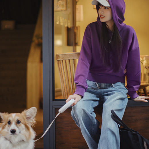 马登美式云感空气层卫衣休闲百搭罗纹帽衫简约套头长袖上衣秋季女 商品图4