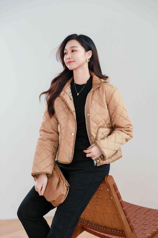 【Burberry带标系列】火桐hooton 菱形绗缝长款带帽外套 商品图6