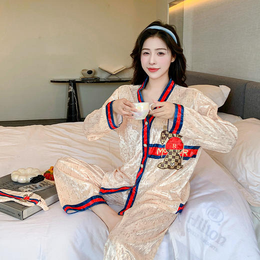 【超舒服！金钻绒家居服套装】亲肤透气，可外穿云朵天丝女秋冬季长袖网红满天星时尚可外穿家居服 商品图5