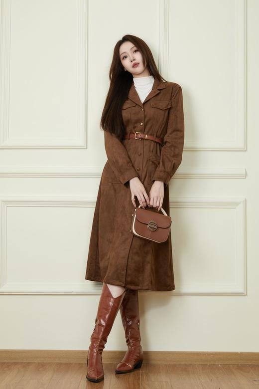 LNNNS 法式复古皮绒收腰连衣裙 19706 商品图1