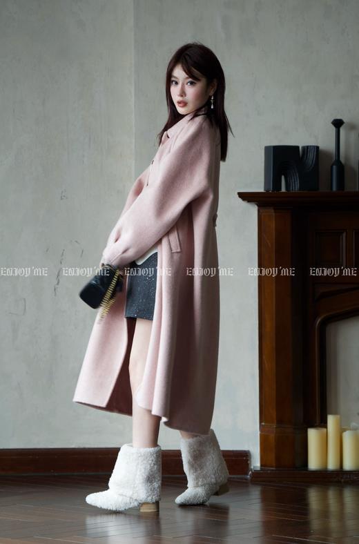 【门店同款】ENJOY冬季柔韧与共翻领纯色单排扣大衣 159874527 商品图1