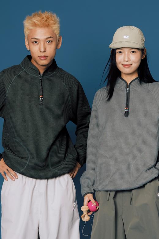 CryingCenter 大颗粒华夫格复古撞色立领包边针织长袖 哭喊中心 商品图8