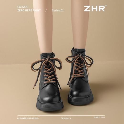 ZHR则则真皮厚底马丁靴2024新款ins时尚百搭英伦短靴加绒显瘦女靴 商品图7