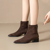 ZHR则则绒面弹力靴2024新款尖头粗跟瘦瘦靴优雅气质短靴加绒女靴 商品缩略图9