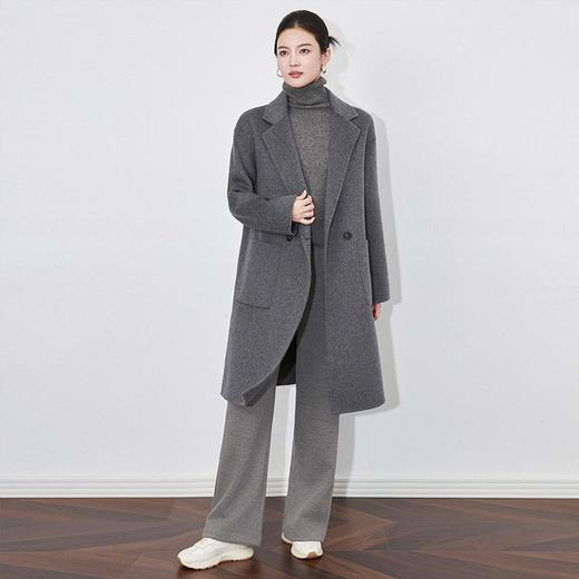 【高货wl】全新升级【铂金会员588/天猫789/差价201】(03116) 洛诗琳精简职场羊毛双面呢外套宽松西装领中长款毛呢大衣 商品图4