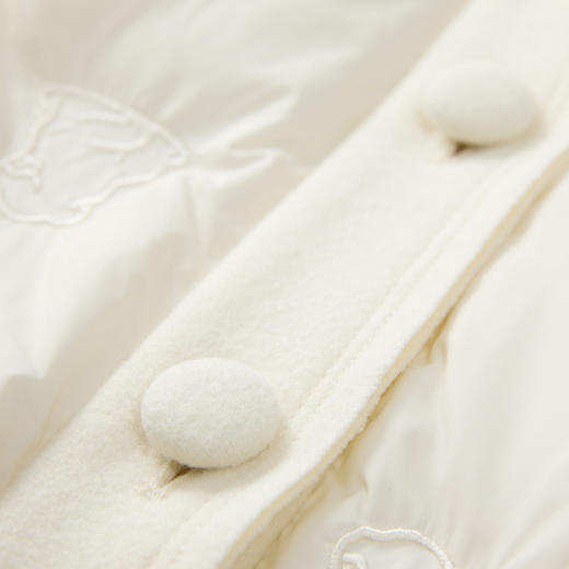 谜底白色中长款羽绒服女2024冬季新品V领百搭拼接鸭绒服244MY1538 商品图3