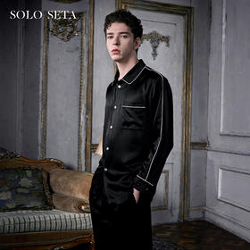 soloseta22姆米重磅真丝男士睡衣套装桑蚕丝纯色奢华高级感家居服