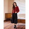 【年货节】熙世界法式红色小香风毛呢短外套秋冬名媛气质加厚夹棉开衫上衣 商品缩略图4