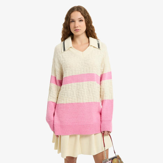 GCDS 女士混纺羊毛V领长袖针织衫 混色 A2CW1700KG755 商品图1