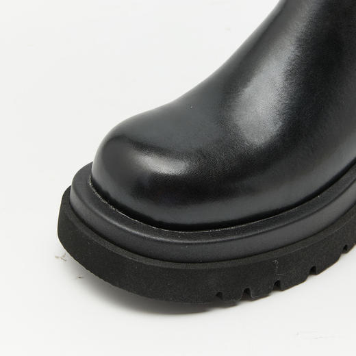 西遇厚底切尔西靴女加绒冬季新款英伦风复古中筒靴子黑色短靴SS248617/SS248616 商品图5