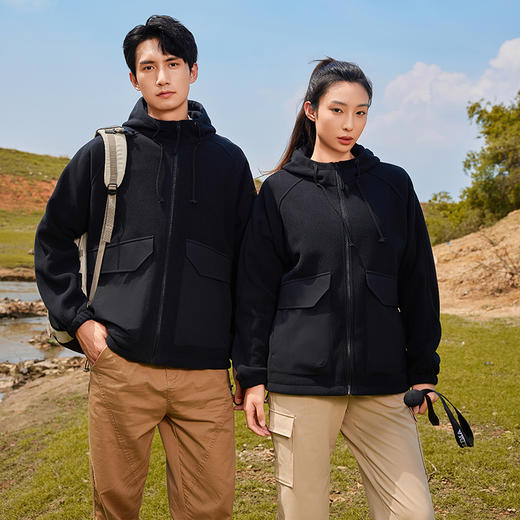 幸运鹿 情侣款重磅时尚潮流抓绒外套66010 商品图5