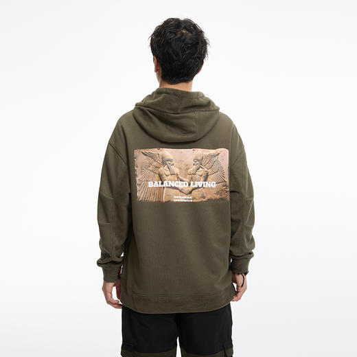 ONIARAI/鬼洗 石器时代奥韩绒拼布3D和谐共处浮雕立裁连帽卫衣 A240008 商品图1