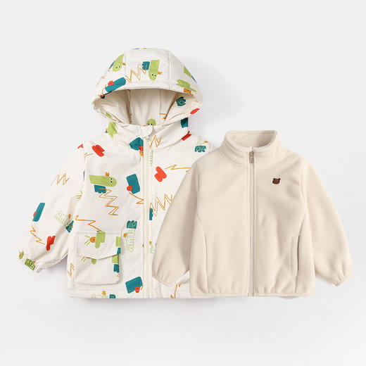 儿童冲锋衣三合一新款男童宝宝女童外套摇粒绒两件套加绒秋冬装 商品图2