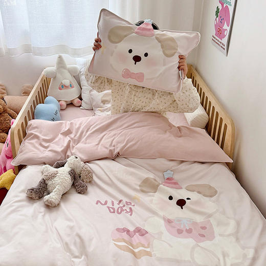【宿舍儿童床 】ins风100支纯棉磨毛四件套可爱卡通棉磨毛四件套成人儿童宝宝床纯棉三件套 商品图0