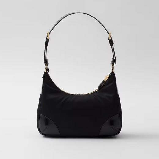 PRADA 普拉达 女士珐琅金属三角形徽标 Re-Edition 2002 Re-Nylon 和拉丝皮革单肩包 黑色 1BC214 R789 F0002 OOO 商品图2