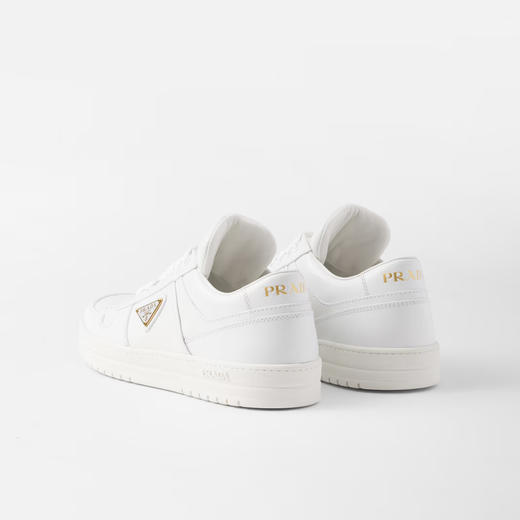 PRADA 普拉达 女士珐琅金属三角形徽标 Downtown 皮革休闲运动鞋 白色 1E792M 3LPH F0009 商品图3
