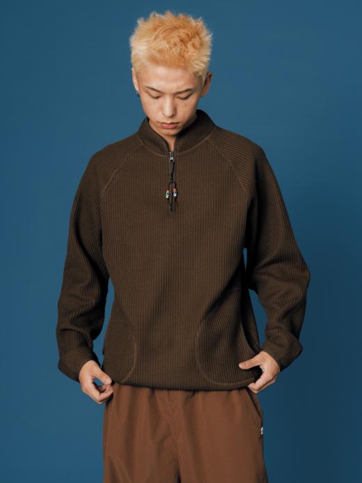 CryingCenter 大颗粒华夫格复古撞色立领包边针织长袖 哭喊中心 商品图7