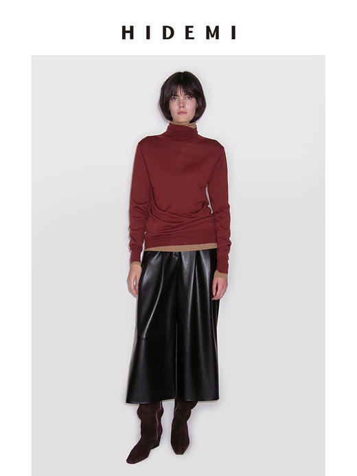 HIDEMI 秋冬叠穿必备 美利奴羊毛薄款高领打底 商品图4