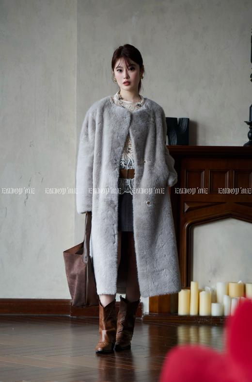 【门店同款】ENJOY冬季自由意志斜门襟长款毛外套 159945356 商品图1