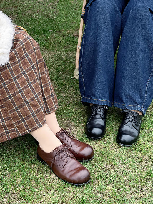 【板娘定制皮鞋】【现货】防滑耐磨高级、透气不闷脚，水洗做旧工艺，工期久、成本高，每一双纹理都独一无二~湖州仓 商品图0