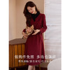 【专属特价】熙世界氛围感复古红色连衣裙假两件半高领拼接长裙2025秋冬新款 商品缩略图2