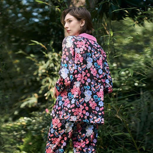 Solo seta22姆米真丝睡衣套装女桑蚕丝印花长袖长裤丝绸家居服 商品图2