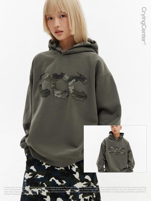 CryingCenter 迷彩像素贴布连帽加绒卫衣 哭喊中心 商品图1