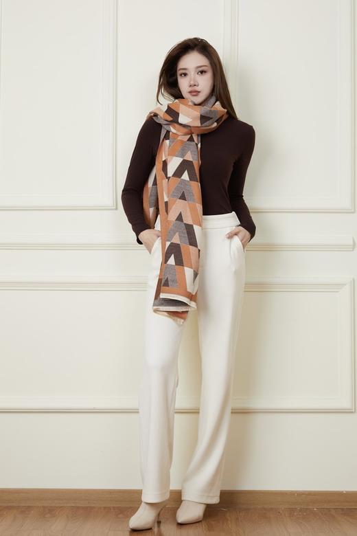 Say Something 橘色系菱形图案围巾 19449 商品图2