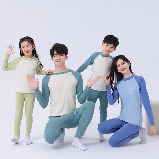 秋冬男童女童插肩秋衣秋裤套装青少年拼色睡衣家居服儿童保暖内衣 商品图2