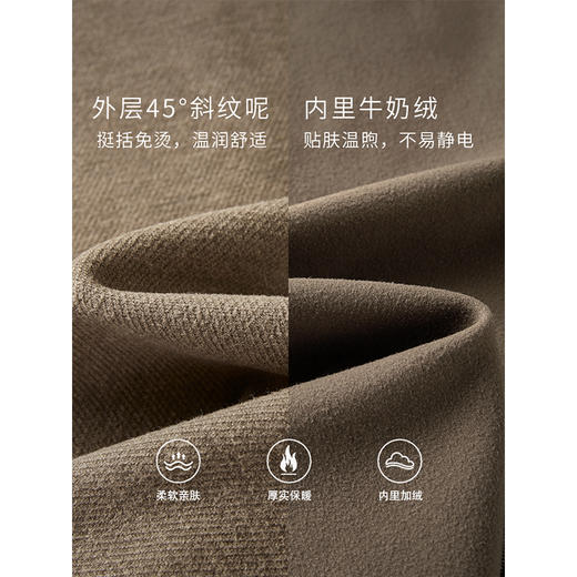 【年终特卖】熙世界毛呢加绒裤子女宽松直筒2025冬季新款加厚休闲窄版阔腿长裤 商品图4