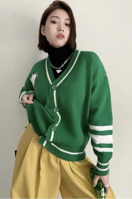 WHO KNOWS 绿色爱心流苏开衫外套 15616 商品图2