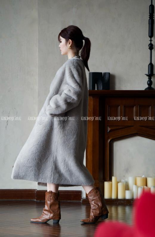 【门店同款】ENJOY冬季自由意志斜门襟长款毛外套 159945356 商品图4