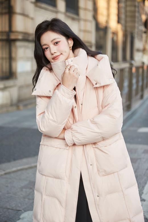 HAYES 粉色长款白鸭绒外套 19716 商品图3