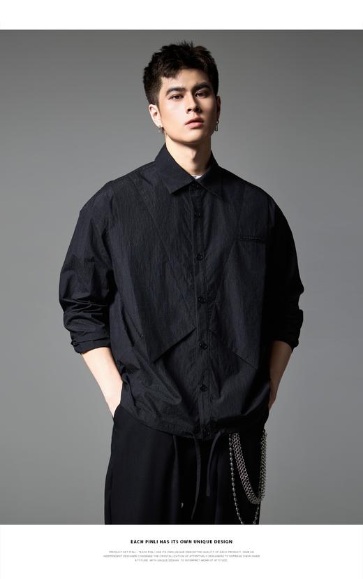 PINLI品立新款工装宽松休闲夹克潮牌黑色时尚休闲男外套B243104037 商品图3
