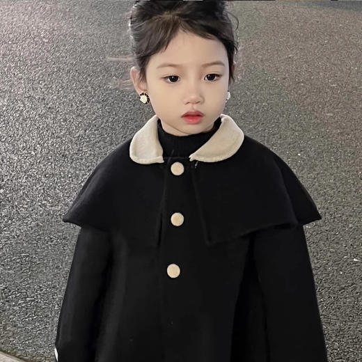 【冬装韩版小香风，呢子大衣中长款外套】女童外套冬装新款 韩版小香风呢子大衣 中长款外套中小童-QQ 商品图1