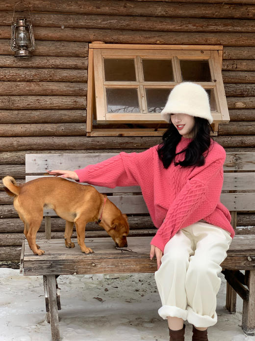 【百图lulu定制】【氛围感毛衣】抗起球纱线 慵懒文艺风  宽松舒适套头毛衣 商品图5