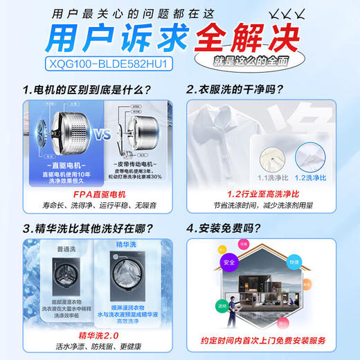 【云溪精英版】海尔滚筒洗衣机全自动10公斤大容量直驱超薄活水精华洗智能投放单洗款582  洗净比1.2 商品图2