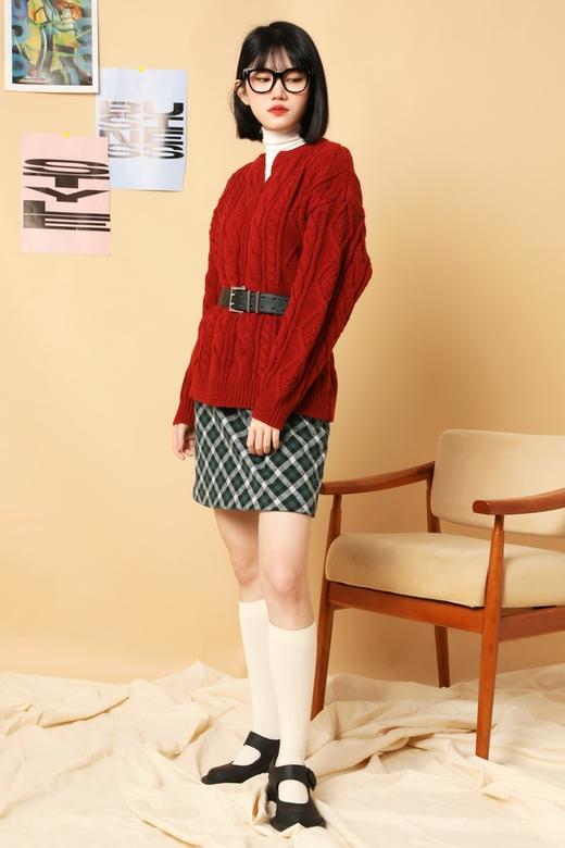 LNNNS 套头复古麻花宽松针织上衣 15573 商品图1