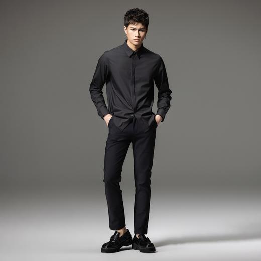 PINLI品立秋季新款男士商务休闲长袖衬衫免烫纯色百搭衬衣潮GD241113066 商品图3