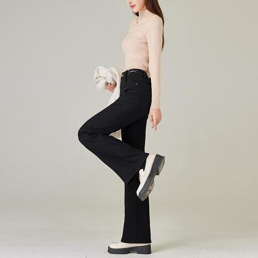 【高货rg】全新升级【铂金会员174/天猫229/差价55】(21413) 洛诗琳2024冬季新款加绒高腰黑色显瘦百搭微喇牛仔裤女 商品图2