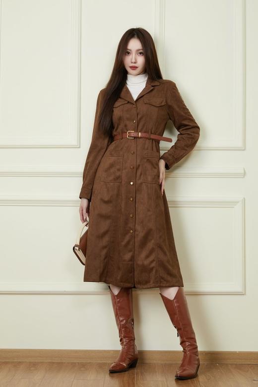 LNNNS 法式复古皮绒收腰连衣裙 19706 商品图2