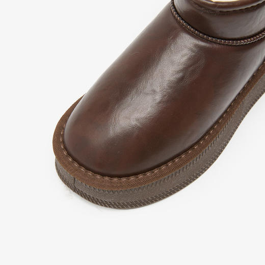 西遇保暖雪地靴女冬季新款复古皮面厚底短靴加厚加绒东北棉鞋D4347841 商品图5